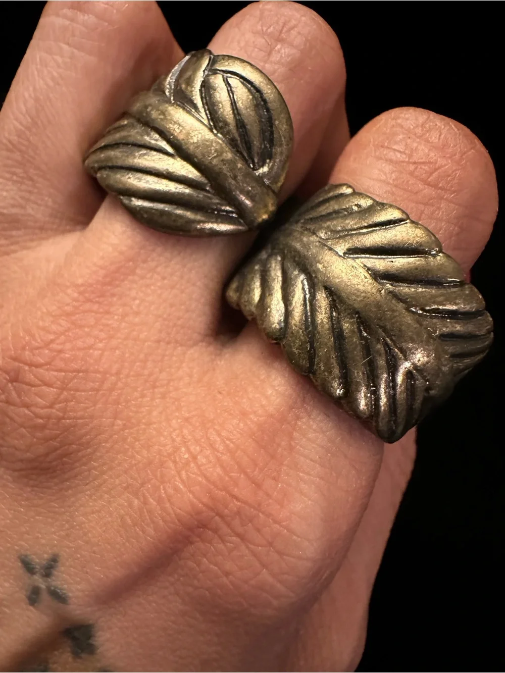 Vintage Style Gold Leaf Double Band Ring